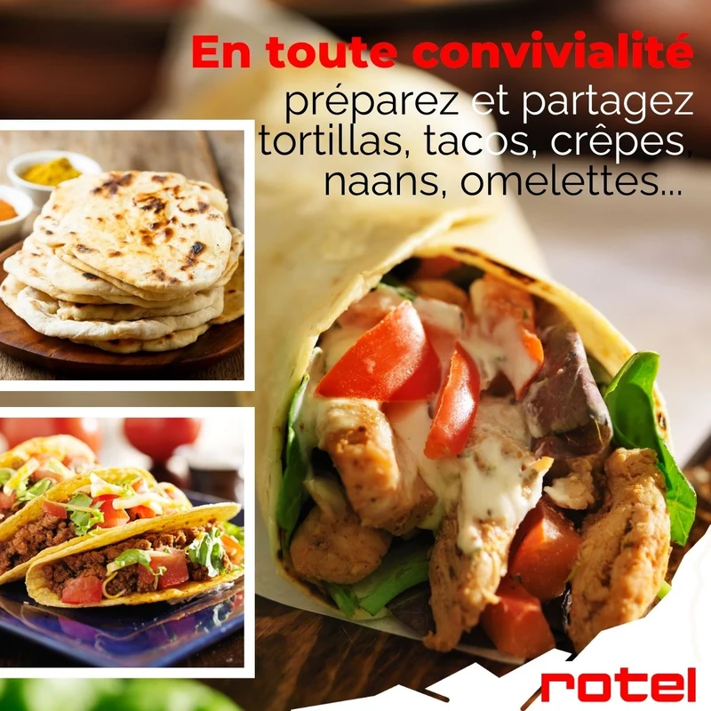 Torréfacteur à marrons, crêpière et grill électrique multifonctions Rotel
