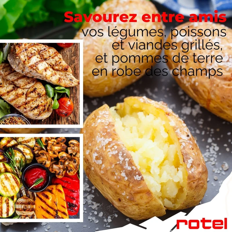 Torréfacteur à marrons, crêpière et grill électrique multifonctions Rotel