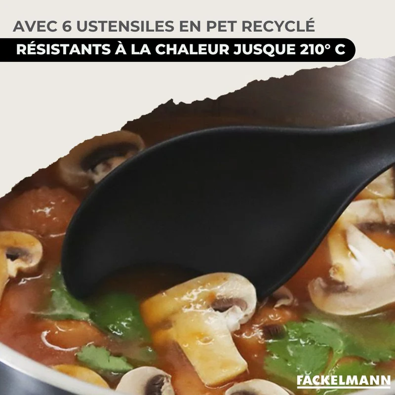 Set 1 poêle 24 cm 3 casseroles 12 16 et 20 cm en inox et 6 ustensiles Fackelmann Geneva