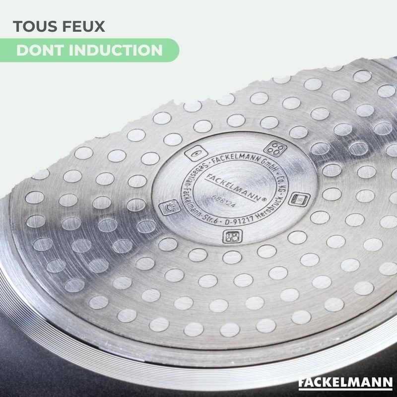 Set de 2 poêles 28 et 30 cm et 3 casseroles 16, 18 et 20 cm antiadhésives céramique et 6 ustensiles Fackelmann Brandao