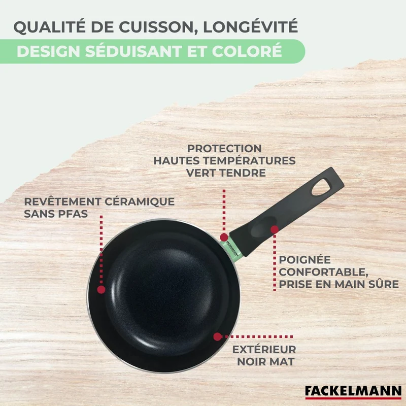 Ensemble de 1 poêle de 28 cm et 3 casseroles 16, 18 et 20 cm Fackelmann Brandao