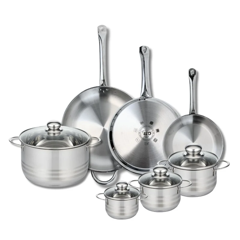 Ensemble de 3 Poêles de cuisson 24, 28 et 32 cm et 4 faitouts 12, 14, 16 et 24 cm Elo Profi Brillant