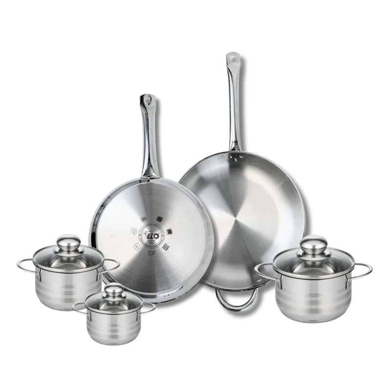 Ensemble de 2 Poêles de cuisson 28 et 32 cm et 3 faitouts 12, 14 et 16 cm Elo Profi Brillant