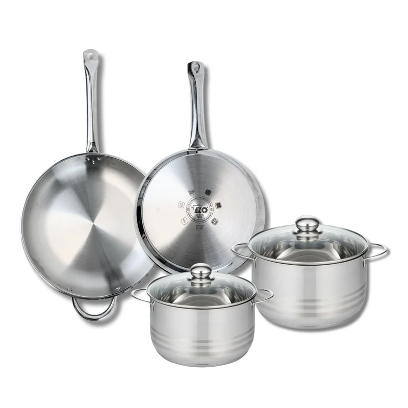 Ensemble de 2 Poêles de cuisson 28 et 32 cm et 2 faitouts 20 et 24 cm Elo Profi Brillant