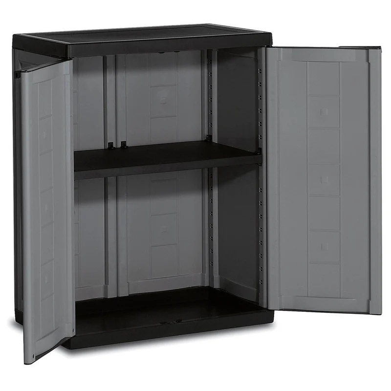Armoire Basse JOLLY Gris/Noir 68 x 39 x H85 cm