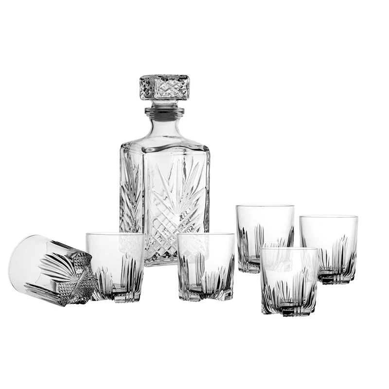 Set à Whisky Selecta - Carafe carrée et 6 verres - Contenance 100 cl et 28,5 cl - Passe au lave-vaisselle