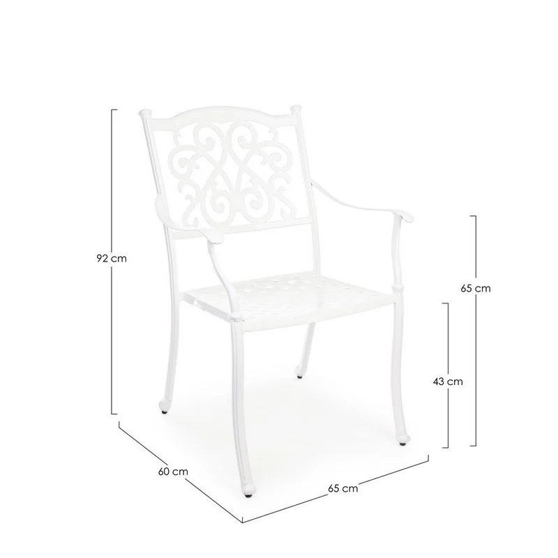 Chaise Ivrea Blanche Avec Accoudoirs Pour Extérieur