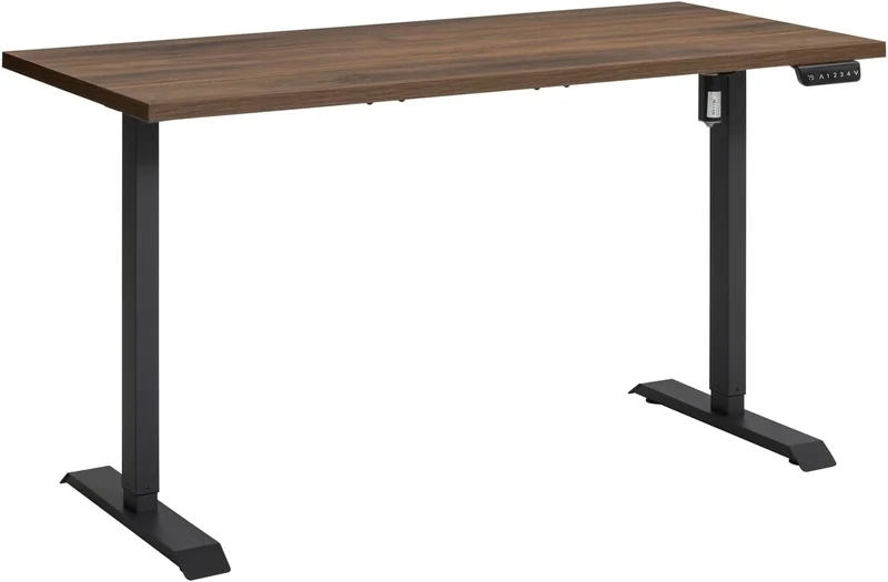 Bureau debout réglable en hauteur avec 4 hauteurs d'affichage et moteur 150x69 cm Brera noyer et noir