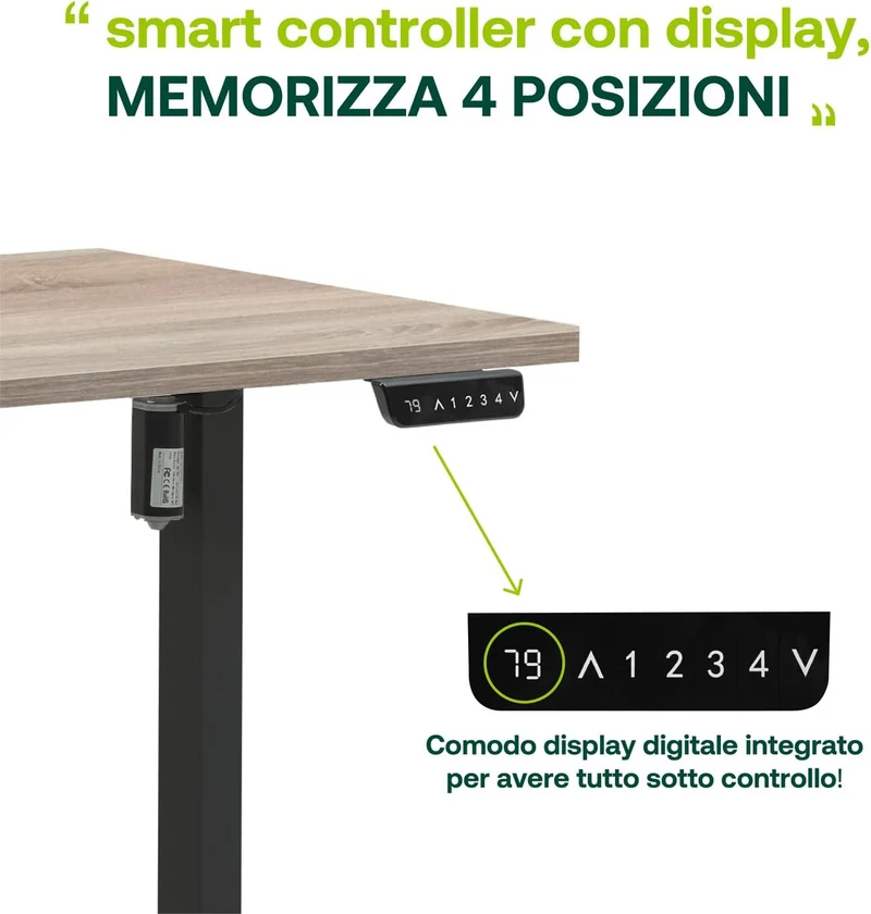 Bureau réglable en hauteur Bureau debout ENERGIA 150x69 cm Coloris chêne miel et noir