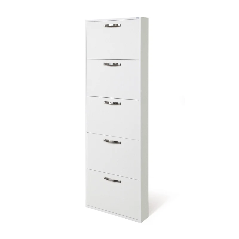 Meuble à chaussures Slim Serena Blanc avec 5 volets H.180x65x15 cm