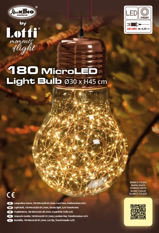 Ampoule Micro LED 180 Cuivre H45cm
