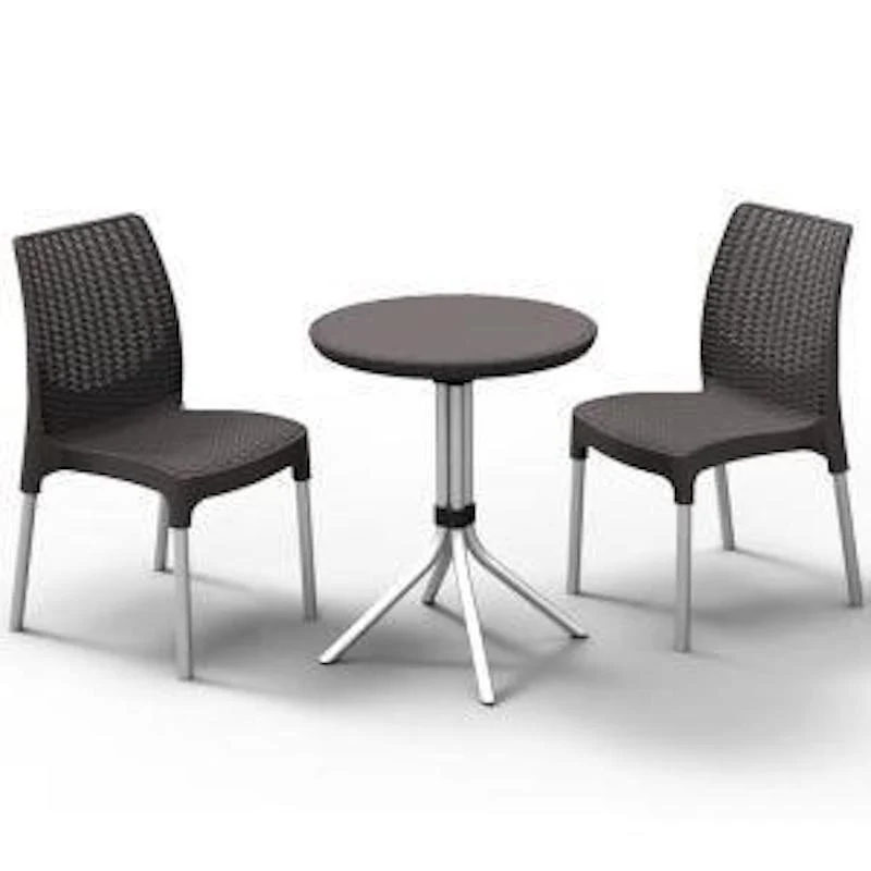 Ensemble Bistro Chelsea Graphite - Table 60x60x75 cm et 2 chaises 48x57x87 cm