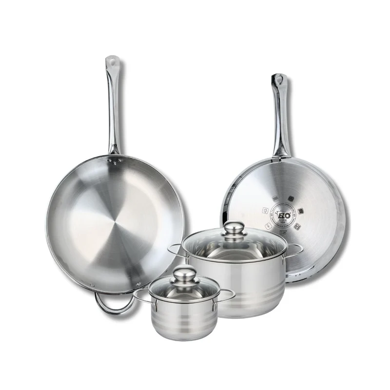 Ensemble de 2 Poêles de cuisson 28 et 32 cm et 2 faitouts 14 et 20 cm Elo Profi Brillant