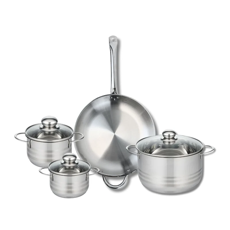Ensemble de 1 Poêle de cuisson 32 cm et 3 faitouts 14, 16 et 24 cm Elo Profi Brillant
