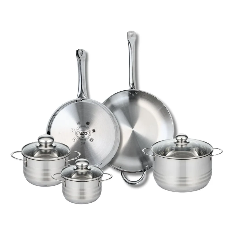 Ensemble de 2 Poêles de cuisson 28 et 32 cm et 3 faitouts 14, 16 et 20 cm Elo Profi Brillant