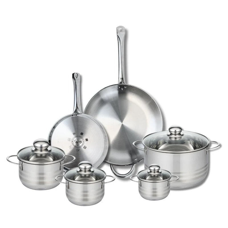 Ensemble de 2 Poêles de cuisson 24 et 32 cm et 4 faitouts 12, 14, 16 et 24 cm Elo Profi Brillant