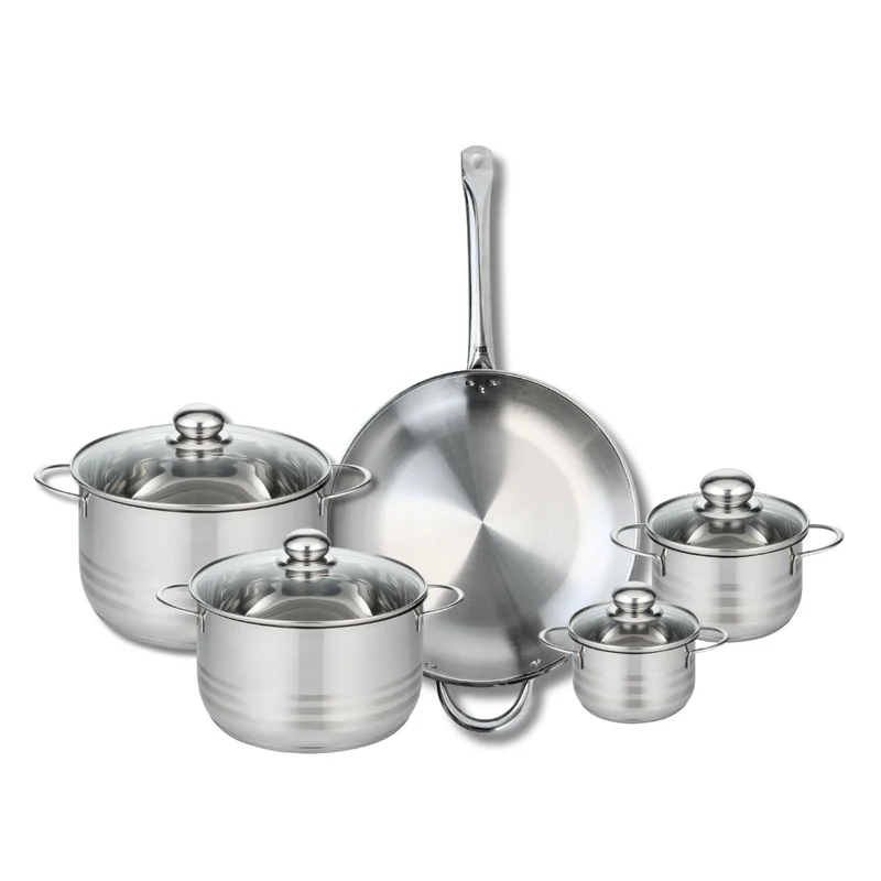 Ensemble de 1 Poêle de cuisson 32 cm et 4 faitouts 12, 14, 20 et 24 cm Elo Profi Brillant