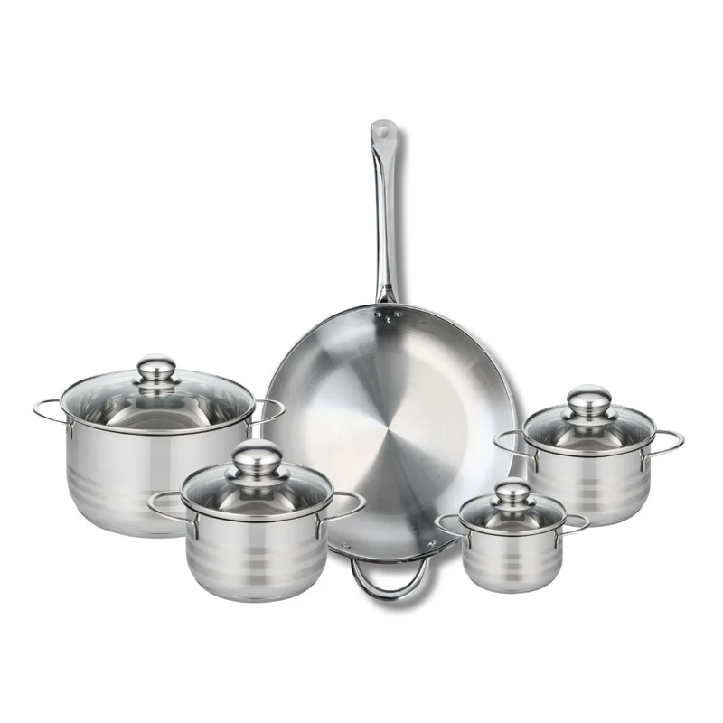 Ensemble de 1 Poêle de cuisson 32 cm et 4 faitouts 12, 14, 16 et 20 cm Elo Profi Brillant
