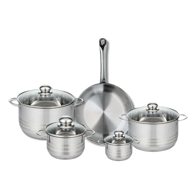 Ensemble de 1 Poêle de cuisson 28 cm et 4 faitouts 12, 16, 20 et 24 cm Elo Profi Brillant