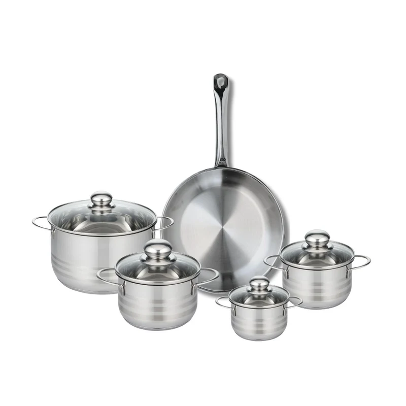 Ensemble de 1 Poêle de cuisson 28 cm et 4 faitouts 12, 14, 16 et 20 cm Elo Profi Brillant