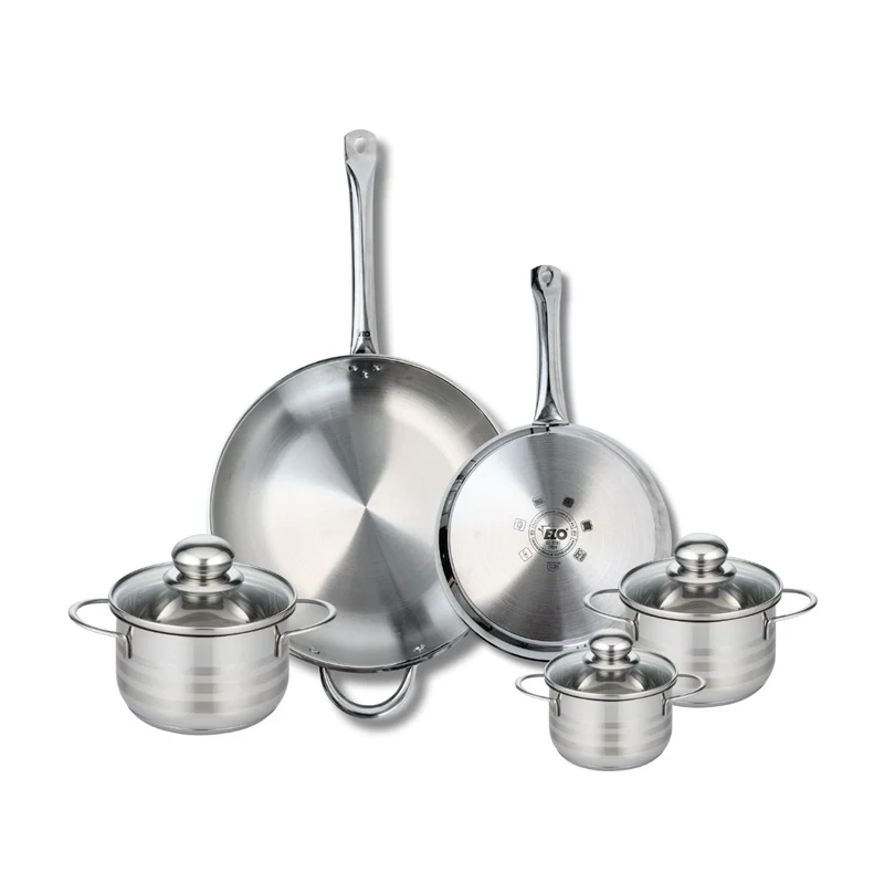 Ensemble de 2 Poêles de cuisson 24 et 32 cm et 3 faitouts 12, 14 et 16 cm Elo Profi Brillant