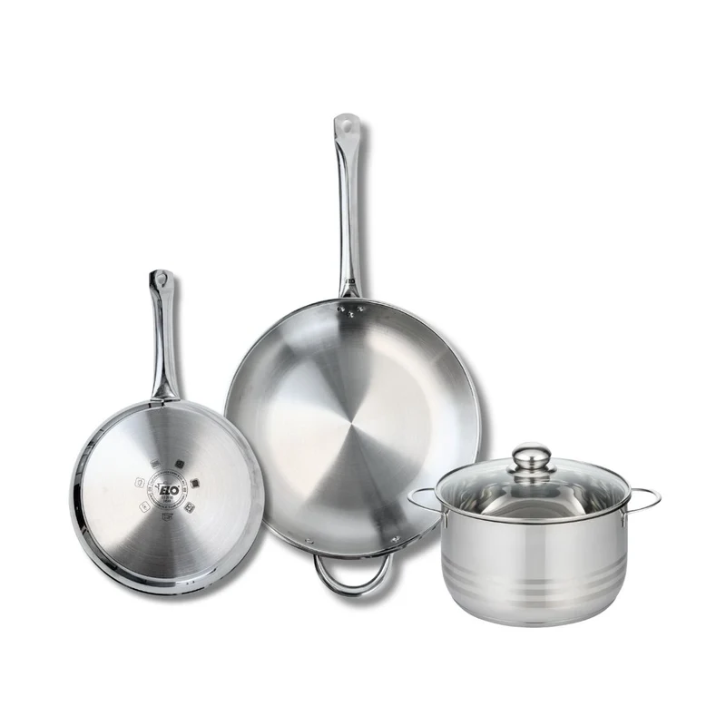 Ensemble de 2 Poêles de cuisson 24 et 32 cm et 1 faitout 20 cm Elo Profi Brillant