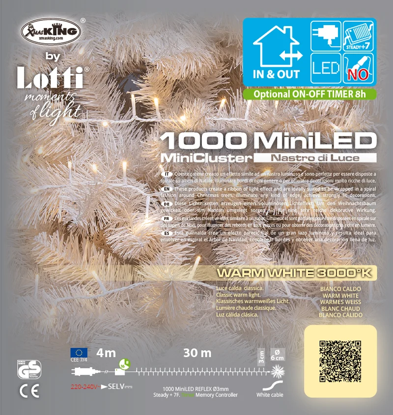 Chaîne Ruban ø6cm NTLG 1000 MiniLED Blanc 4+30,5m Lumières de Noël