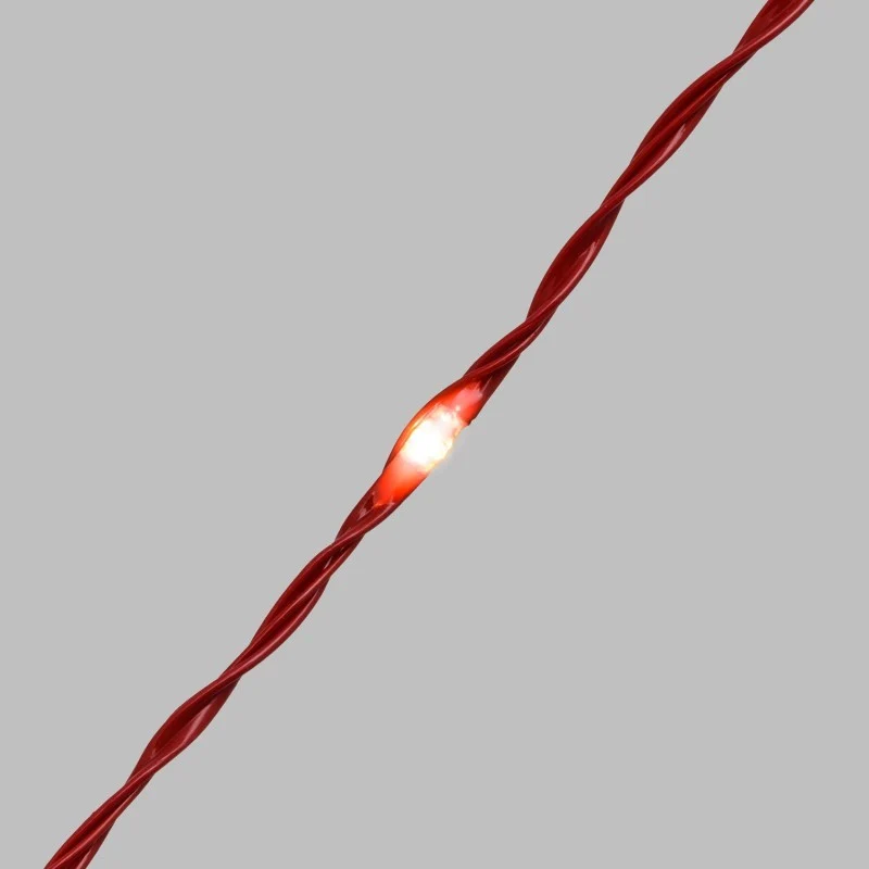 Bobine de chaîne MicroLED 25m, Lumière Fixe, 500 Lampes, Ø1,5mm, Transformateur inclus, Câble Métallique Rouge