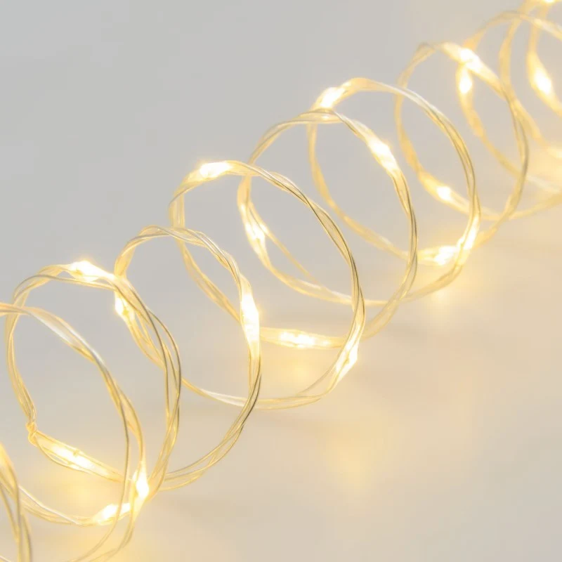 Chaîne MicroLED 500 - Bobine 25m - Blanc Chaud - Câble Argent Transparent