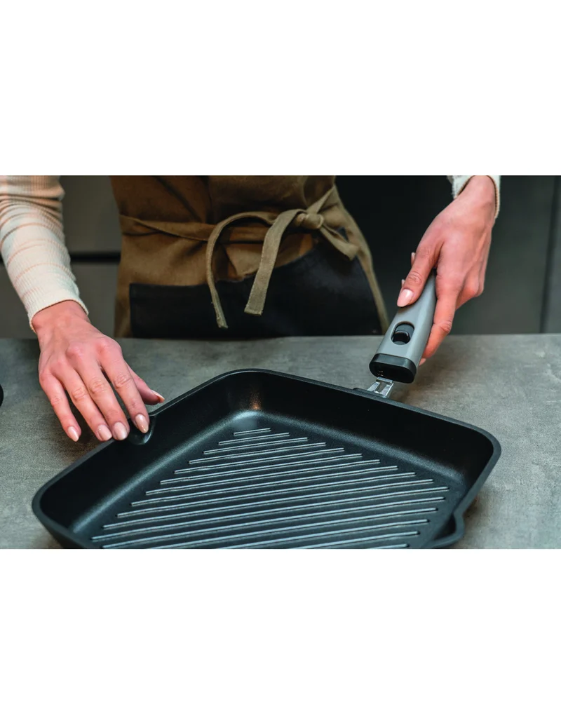 Poêle à griller carrée cm. 28x28 avec poignée Cook&Space amovible
