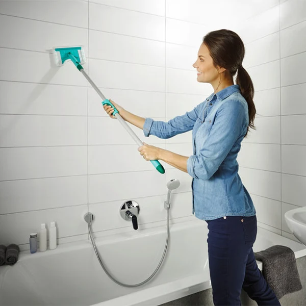 Chiffon de nettoyage pour salle de bain avec feuille de caoutchouc et joint pivotant à 360° - Largeur 20 cm