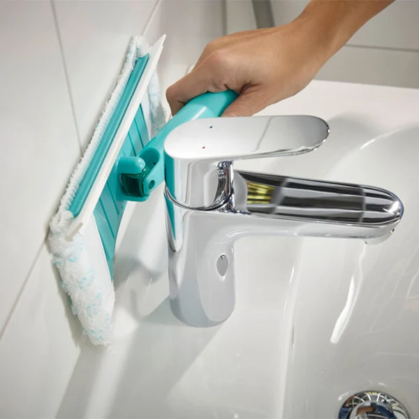 Chiffon de nettoyage pour salle de bain avec feuille de caoutchouc et joint pivotant à 360° - Largeur 20 cm
