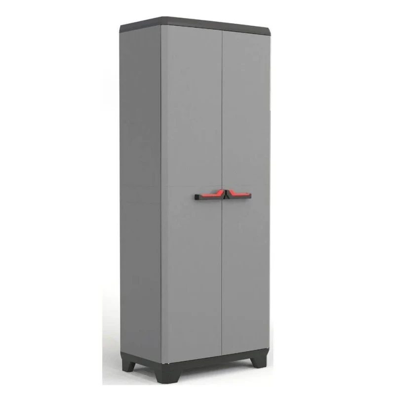 Armoire haute en plastique avec 3 étagères 68x39x173H gris