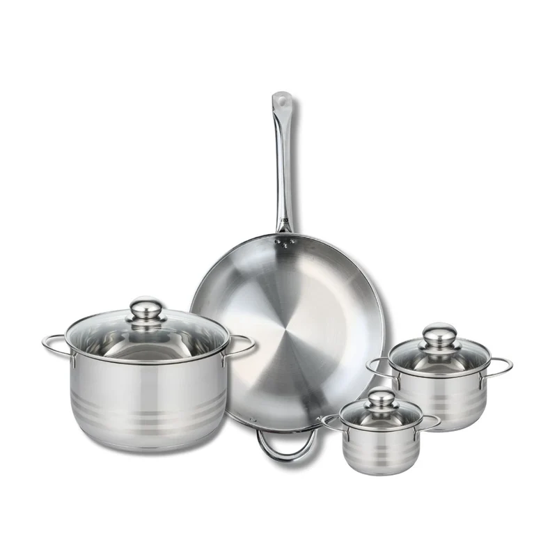 Ensemble de 1 Poêle de cuisson 32 cm et 3 faitouts 12, 14 et 24 cm Elo Profi Brillant