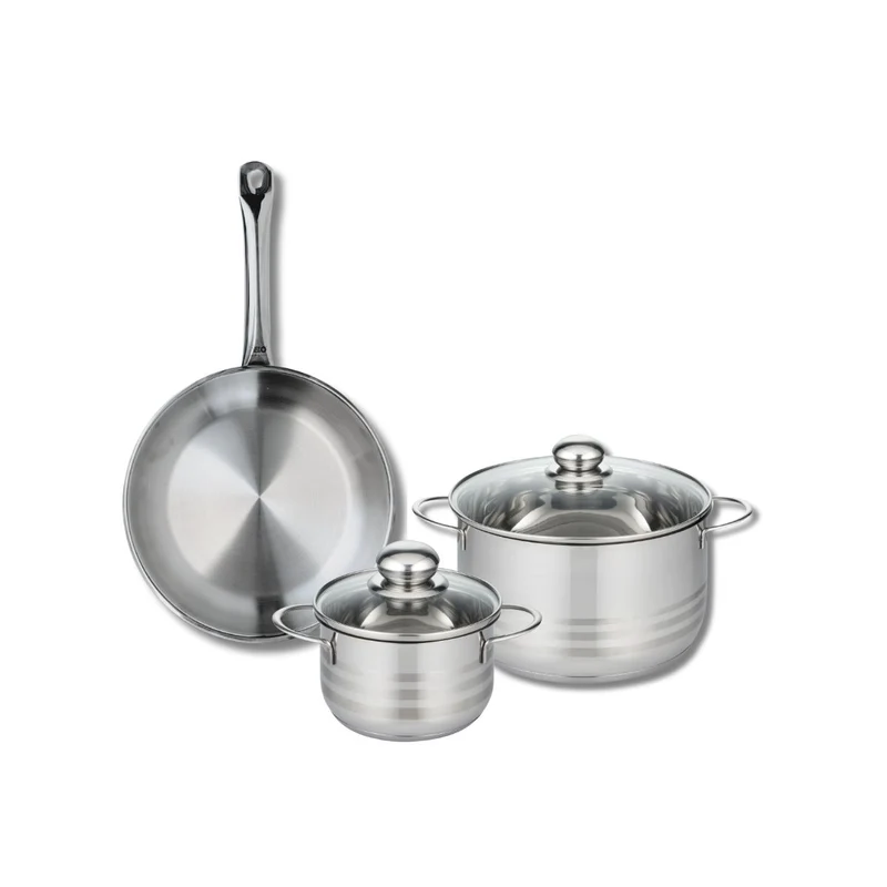 Ensemble de 1 Poêle de cuisson 28 cm et 2 faitouts 16 et 24 cm Elo Profi Brillant
