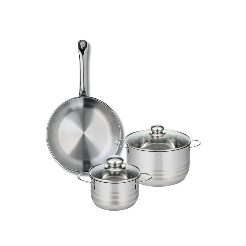 Ensemble de 1 Poêle de cuisson 28 cm et 2 faitouts 16 et 20 cm Elo Profi Brillant