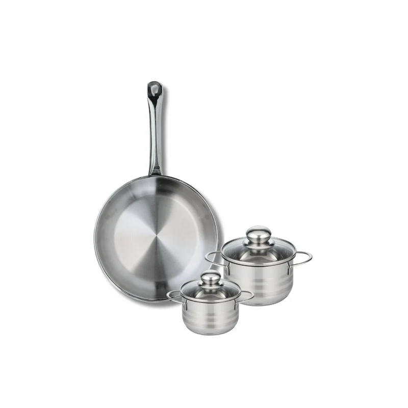 Ensemble de 1 Poêle de cuisson 28 cm et 2 faitouts 12 et 14 cm Elo Profi Brillant