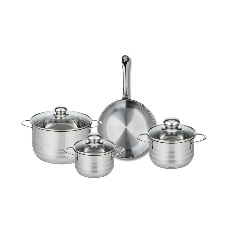 Ensemble de 1 Poêle de cuisson 24 cm et 3 faitouts 14, 16 et 20 cm Elo Profi Brillant