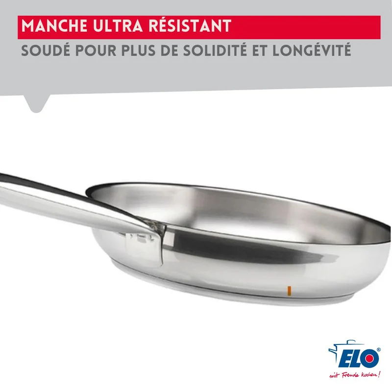 Ensemble de 1 Poêle de cuisson 24 cm et 2 faitouts 12 et 16 cm Elo Profi Brillant