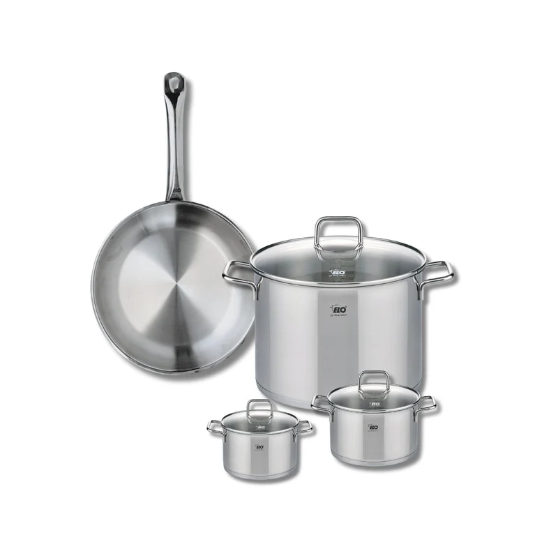 Ensemble de 1 Poêle de cuisson 28 cm et 3 faitouts 12, 14 et 26 cm Elo Profi Citrin