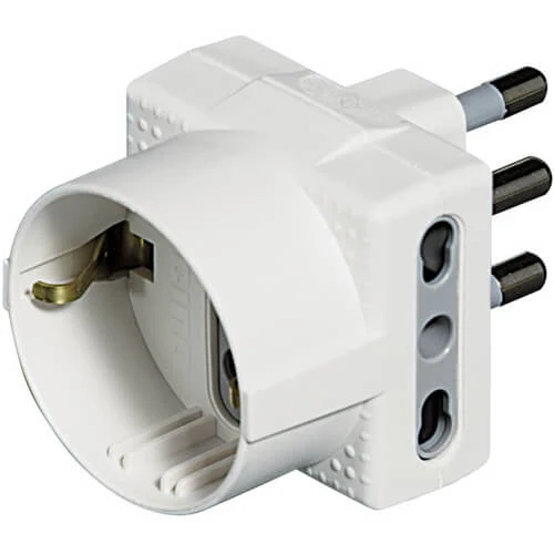 Adaptateur Tris 10/16A avec fiche 16A et 2 prises bypass