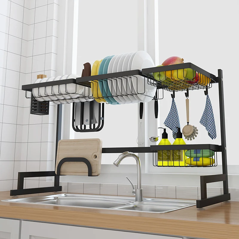 Stainless Steel Sink Drain Rack Kitchen Shelf Two-story Floor Sink Sink Rack Dish Rack Kitchen Rack