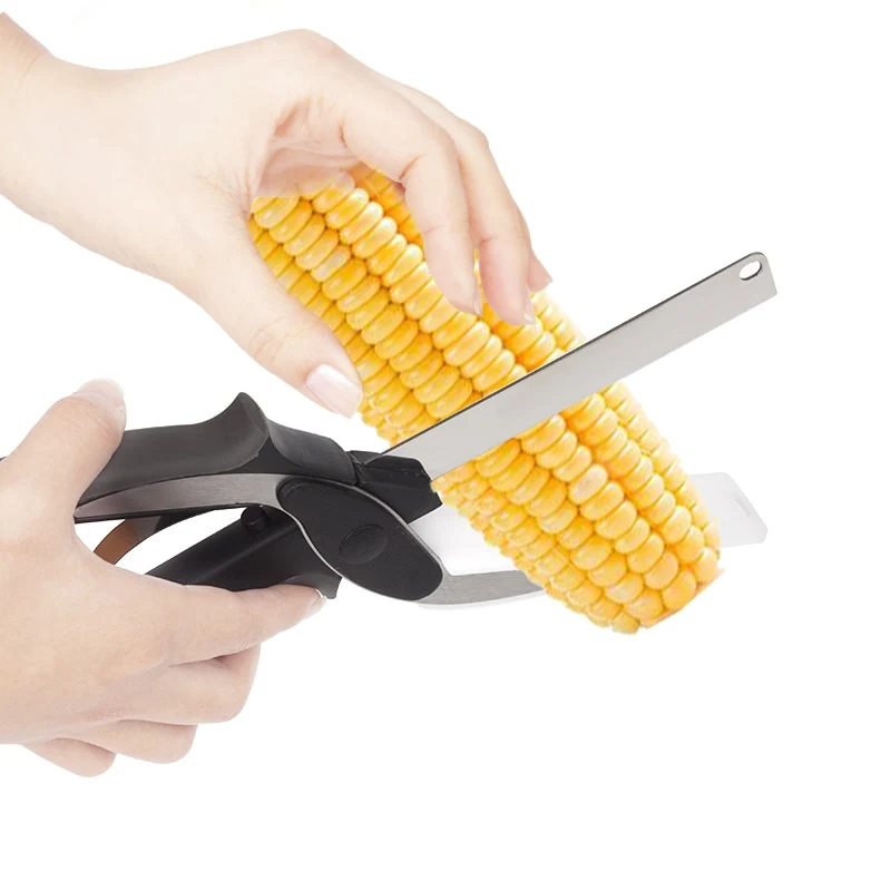 2 In 1 Multi-Function Kitchen Scissors Cutter Knife & Board