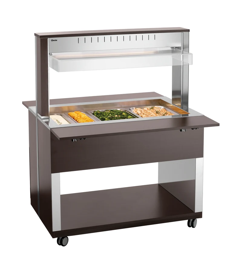 Chariot buffet chauffant bain-marie bois wengé 3 GN 1/1 W3110-200W – Bartscher