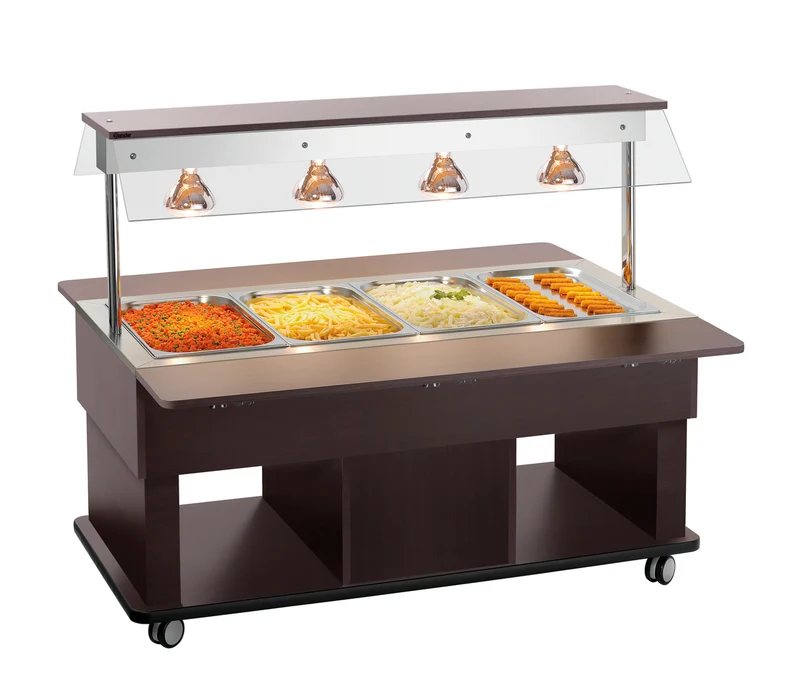 Chariot buffet chauffant enfant 700 mm lampes IR bois wengé W4110-150W – Bartscher