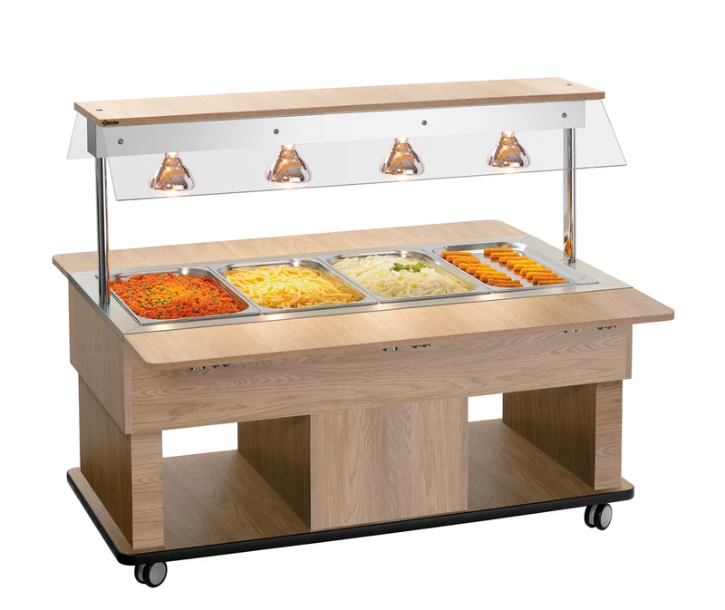 Chariot buffet chauffant enfant 700 mm lampes IR bois orme W4110-150U – Bartscher