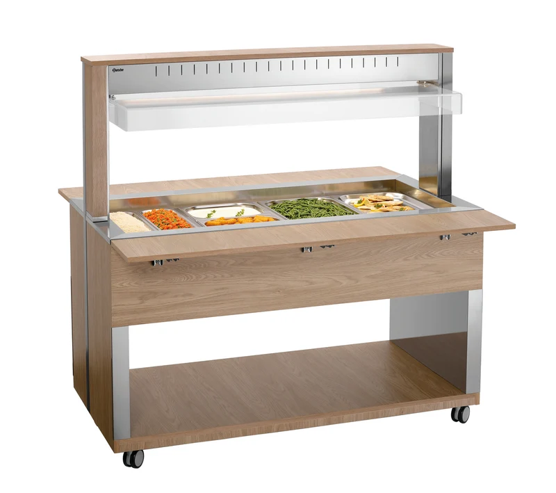 Chariot buffet chauffant bain-marie bois orme 4 GN 1/1 W4110-200U – Bartscher