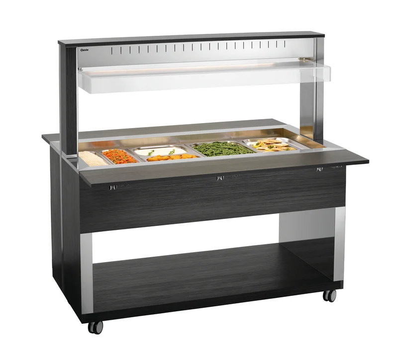 Chariot buffet chauffant bain-marie bois anthracite 4 GN 1/1 W4110-200A – Bartscher