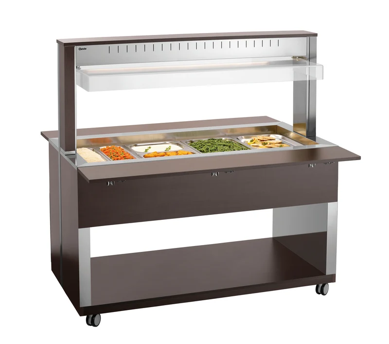 Chariot buffet chauffant bain-marie bois 4 GN 1/1 W4110-200W – Bartscher