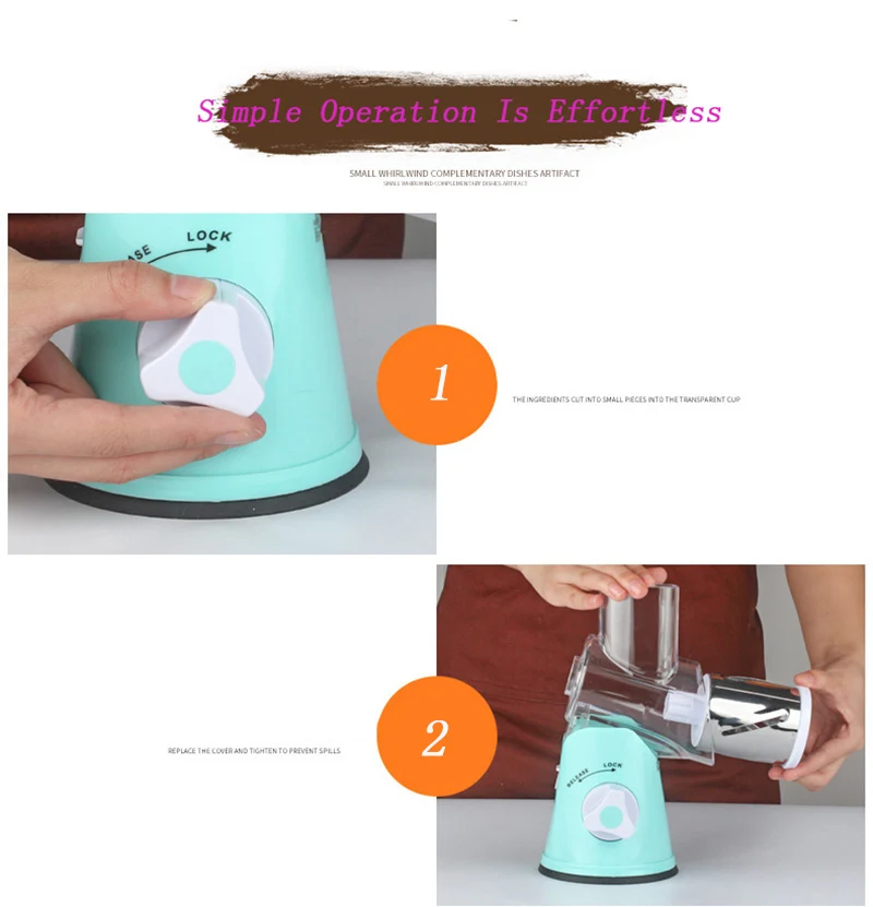 Multifunctional Drum-type Hand-operated Vegetable Cheese Shredder Device Grater Potato Slicer